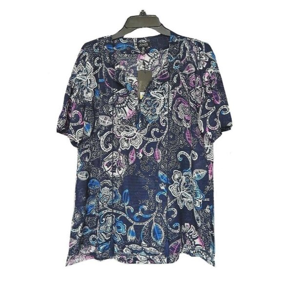 Jones New York Short Sleeve Blouse Sz Medium Burnout Effect New - Picture 1 of 3